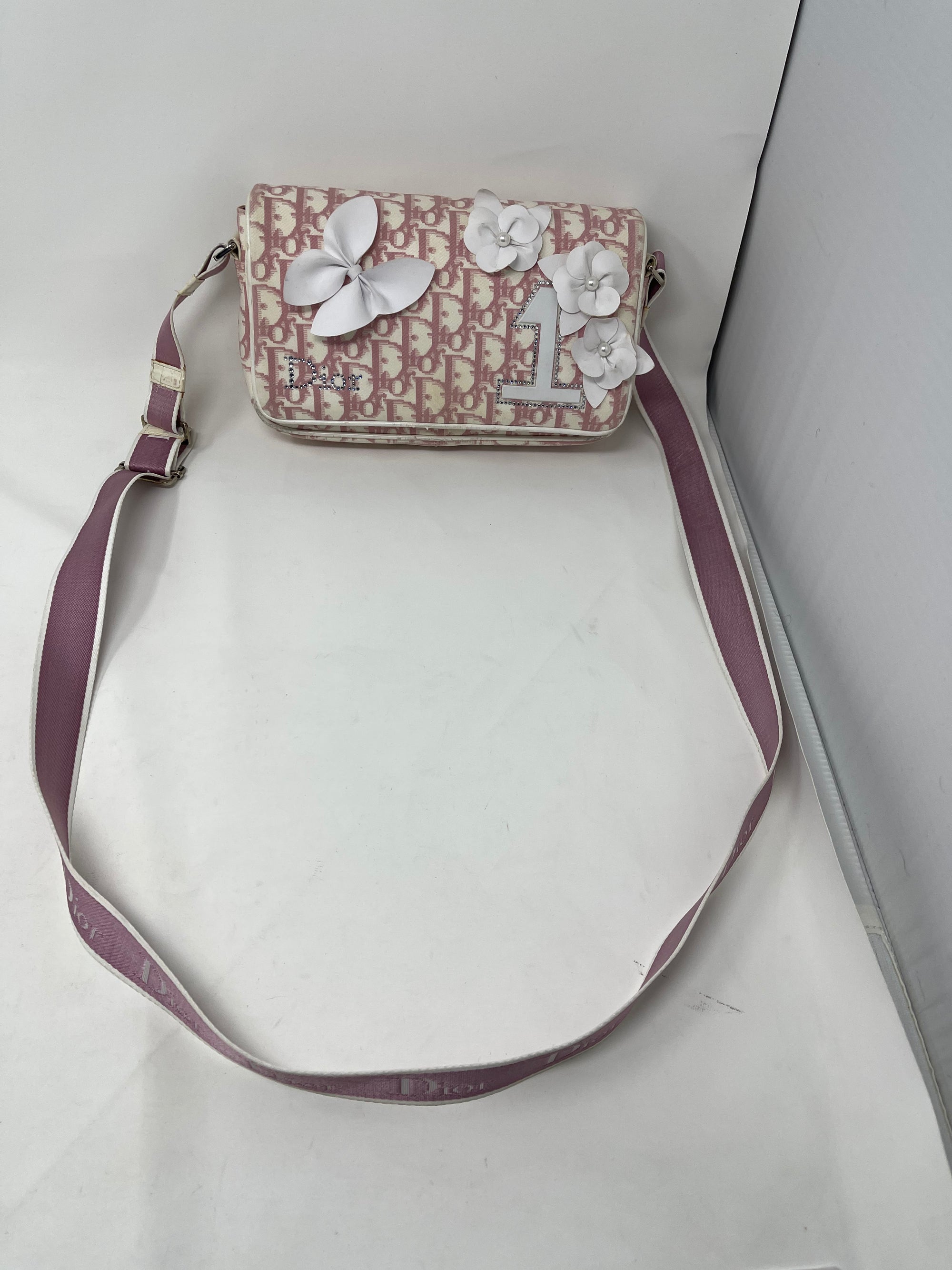 Christian Dior Pink Floral Trotter Oblique Crossbody Bag!