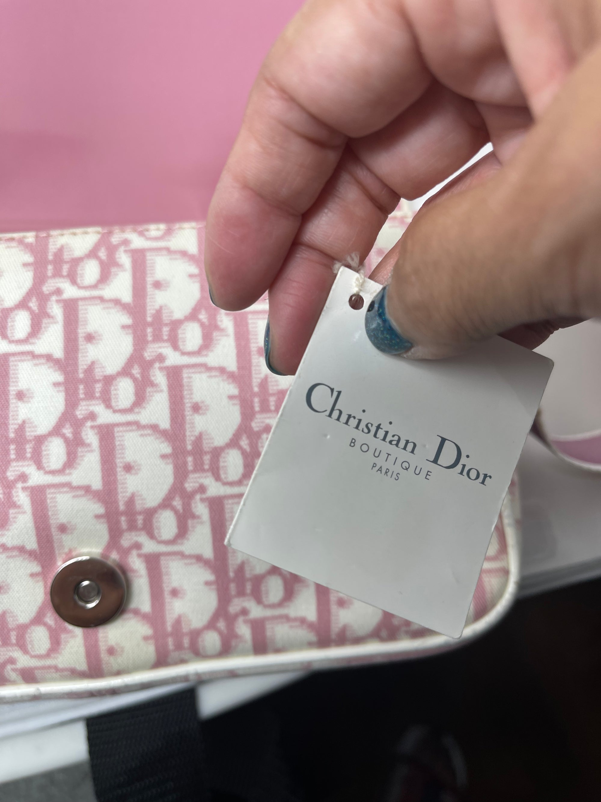 Christian Dior Pink Floral Trotter Oblique Crossbody Bag!