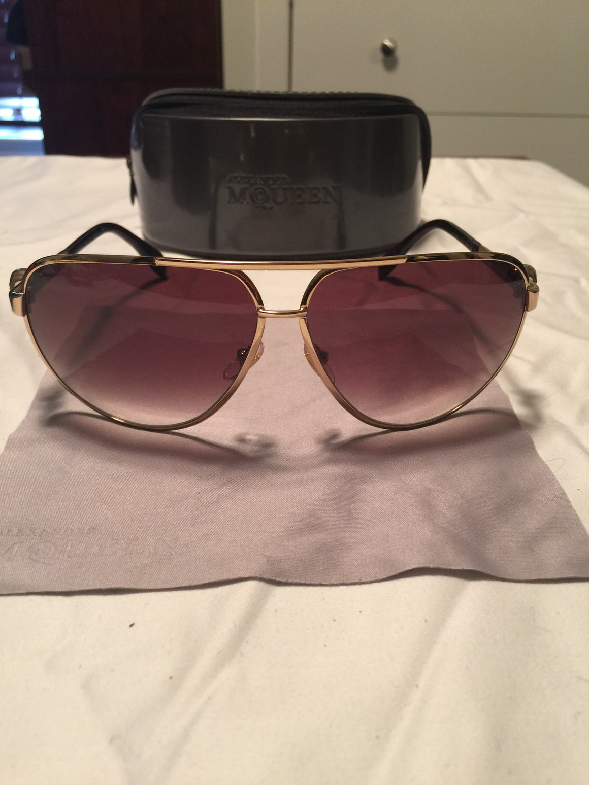Alexander McQueen Aviator Sunglasses-New Neu Glamour | Preloved Designer Jewelry, Shoes &amp; Handbags.