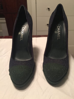 Authentic Chanel Pumps! (Blue/Green)-New Neu Glamour | Preloved Designer Jewelry, Shoes &amp; Handbags.