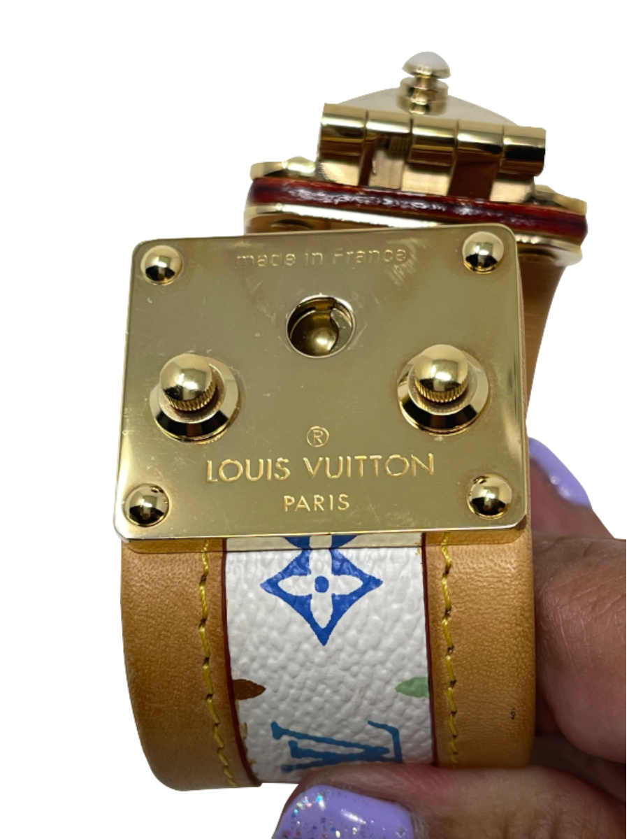 Louis Vuitton Leather Wrap Bracelet - Green, Brass Bangle