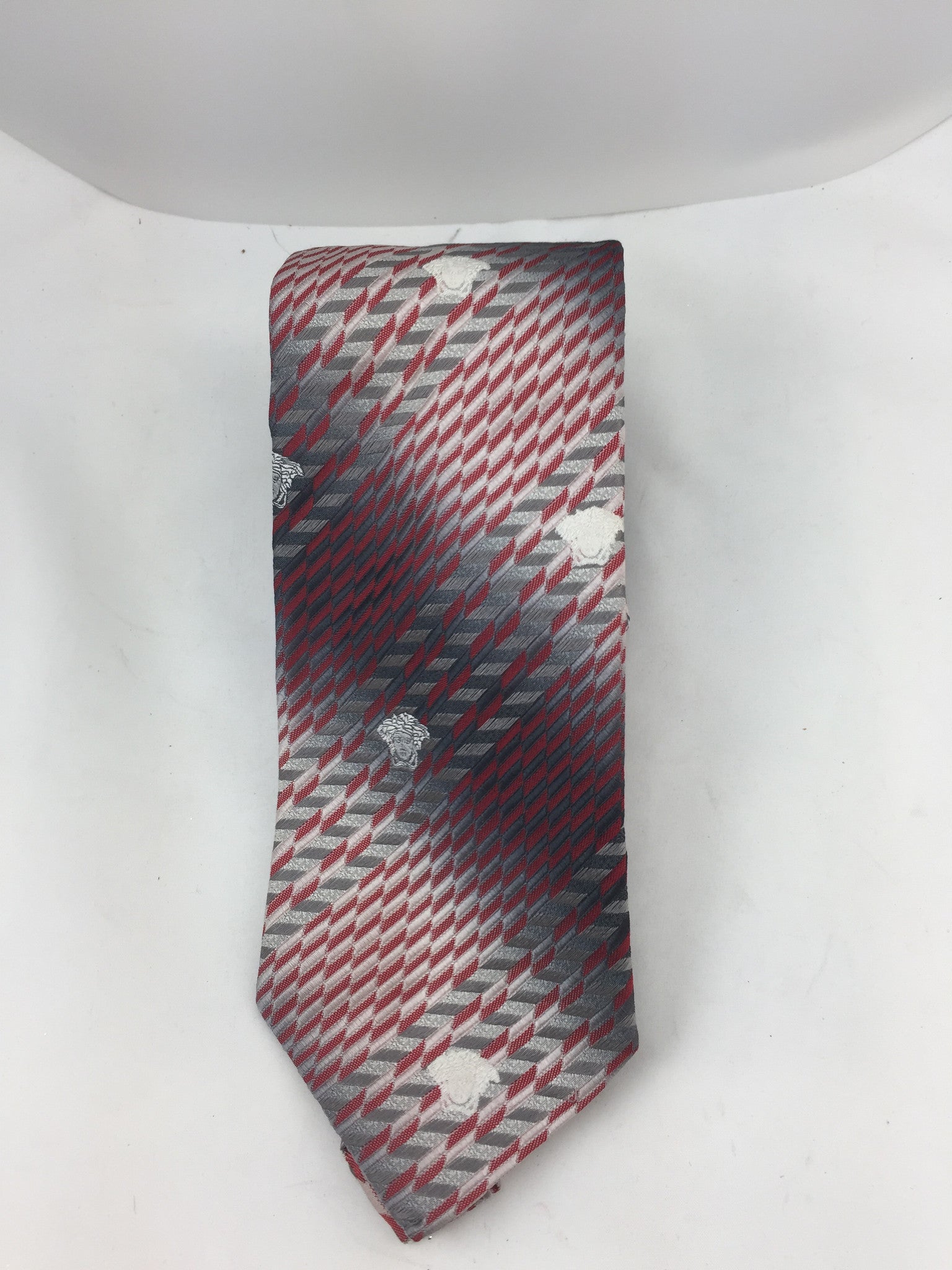 Versace Red and Grey Tie-New Neu Glamour | Preloved Designer Jewelry, Shoes &amp; Handbags.