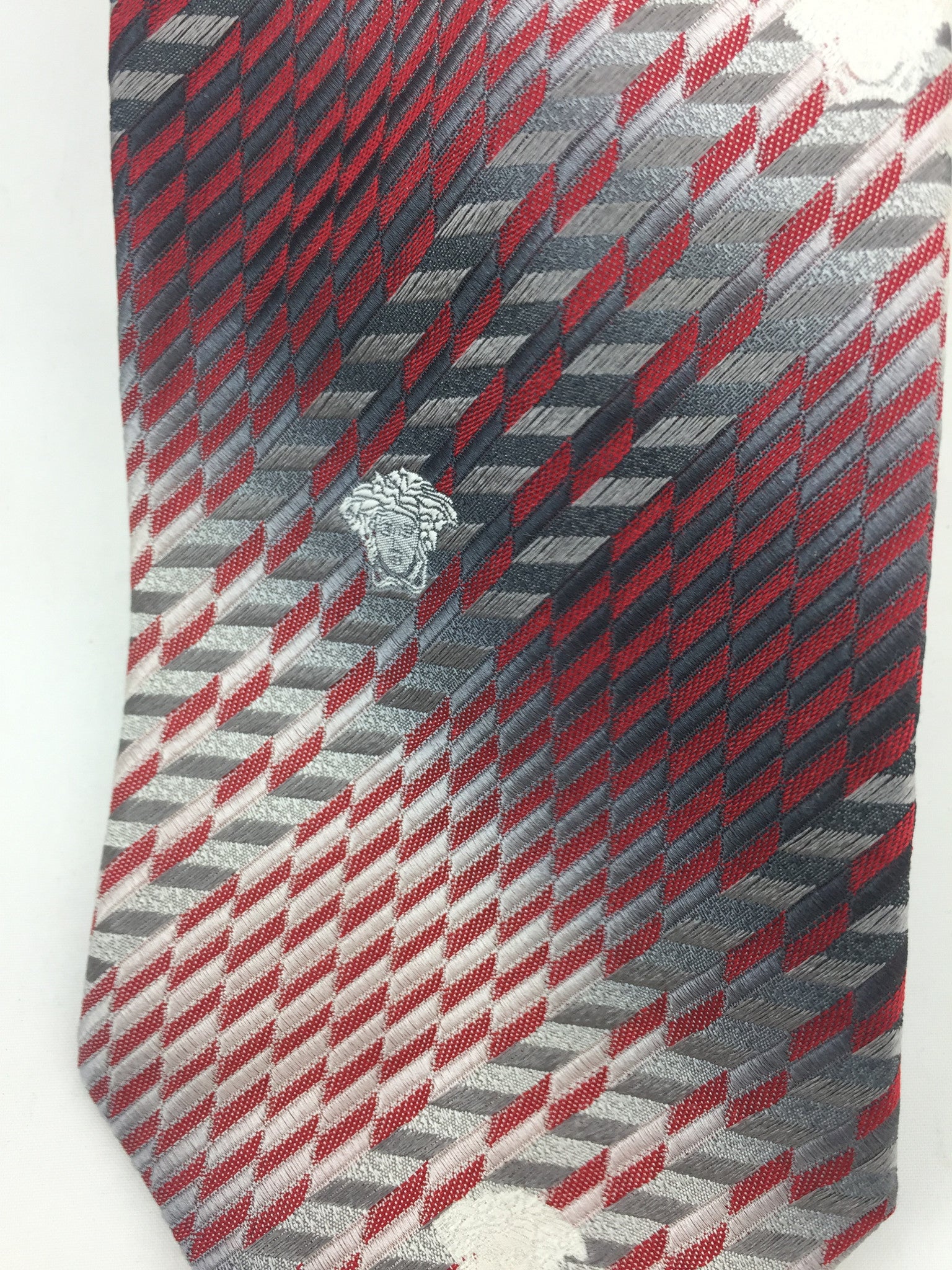 Versace Red and Grey Tie-New Neu Glamour | Preloved Designer Jewelry, Shoes &amp; Handbags.