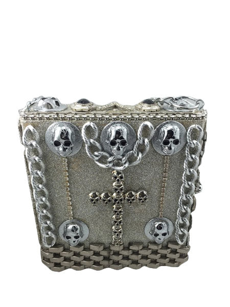 Skull and Glitter Cigar Box Wood Bag-New Neu Glamour | Preloved Designer Jewelry, Shoes &amp; Handbags.