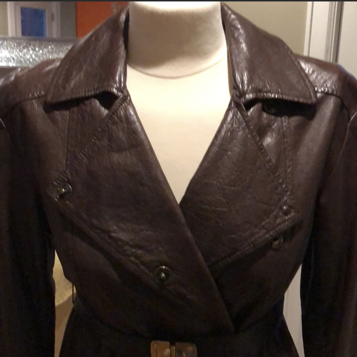 Miu Miu Brown Leather Trench Coat.-New Neu Glamour | Preloved Designer Jewelry, Shoes &amp; Handbags.