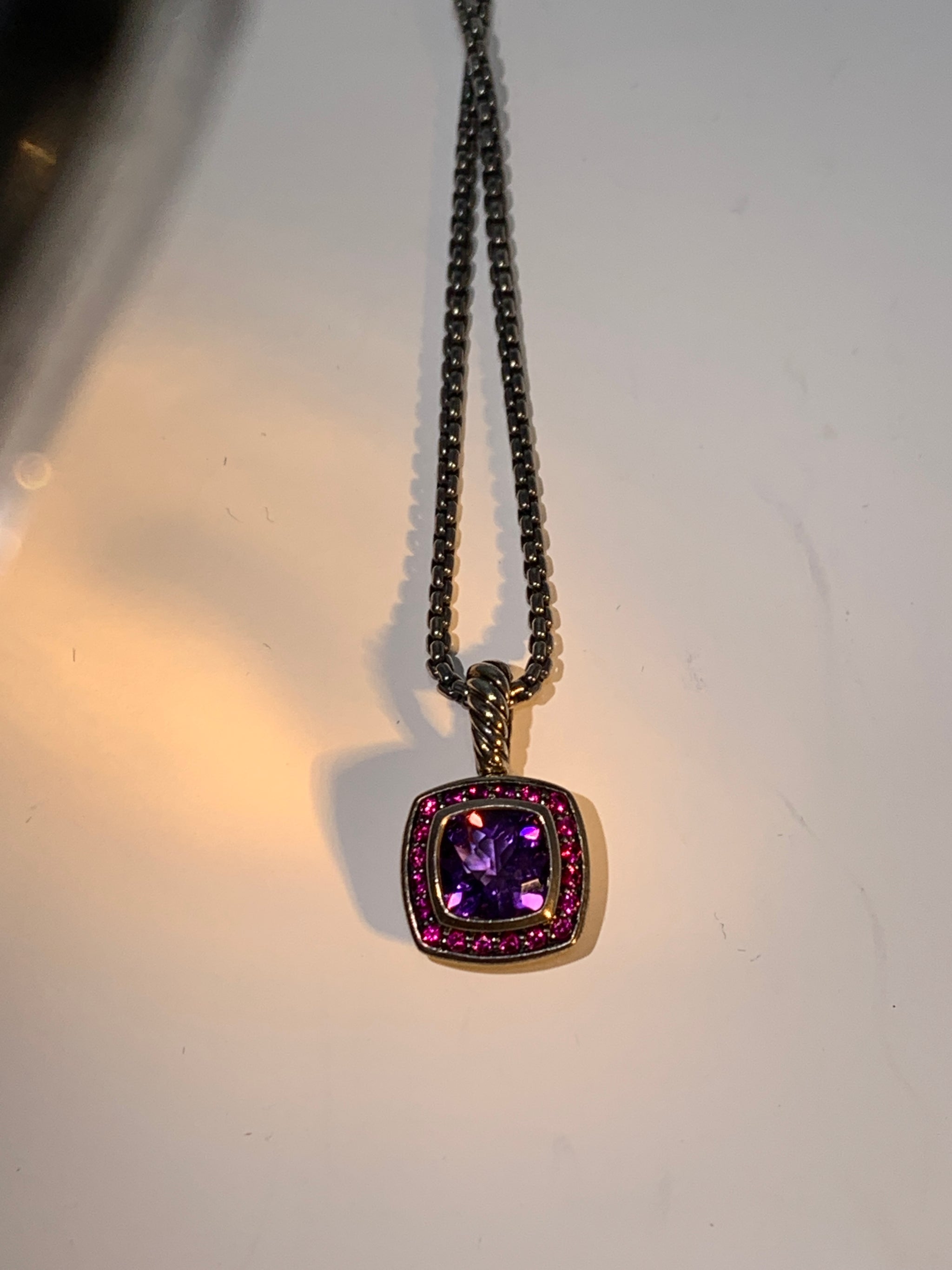 David Yurman Amethyst & Diamond Cushion on Point Pendant Necklace -  Sterling Silver Pendant Necklace, Necklaces - DVY152859 | The RealReal
