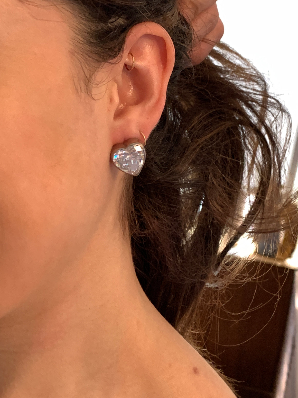 Sterling Silver Rhinestone Heart Earrings-New Neu Glamour | Preloved Designer Jewelry, Shoes &amp; Handbags.