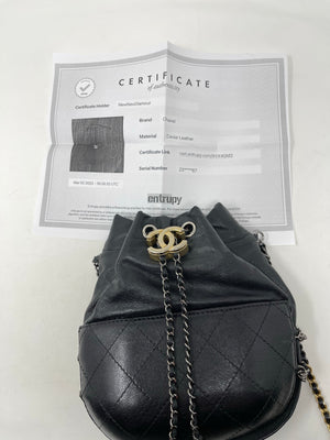CHANEL Calfskin Quilted Small Gabrielle Bucket Black 269935