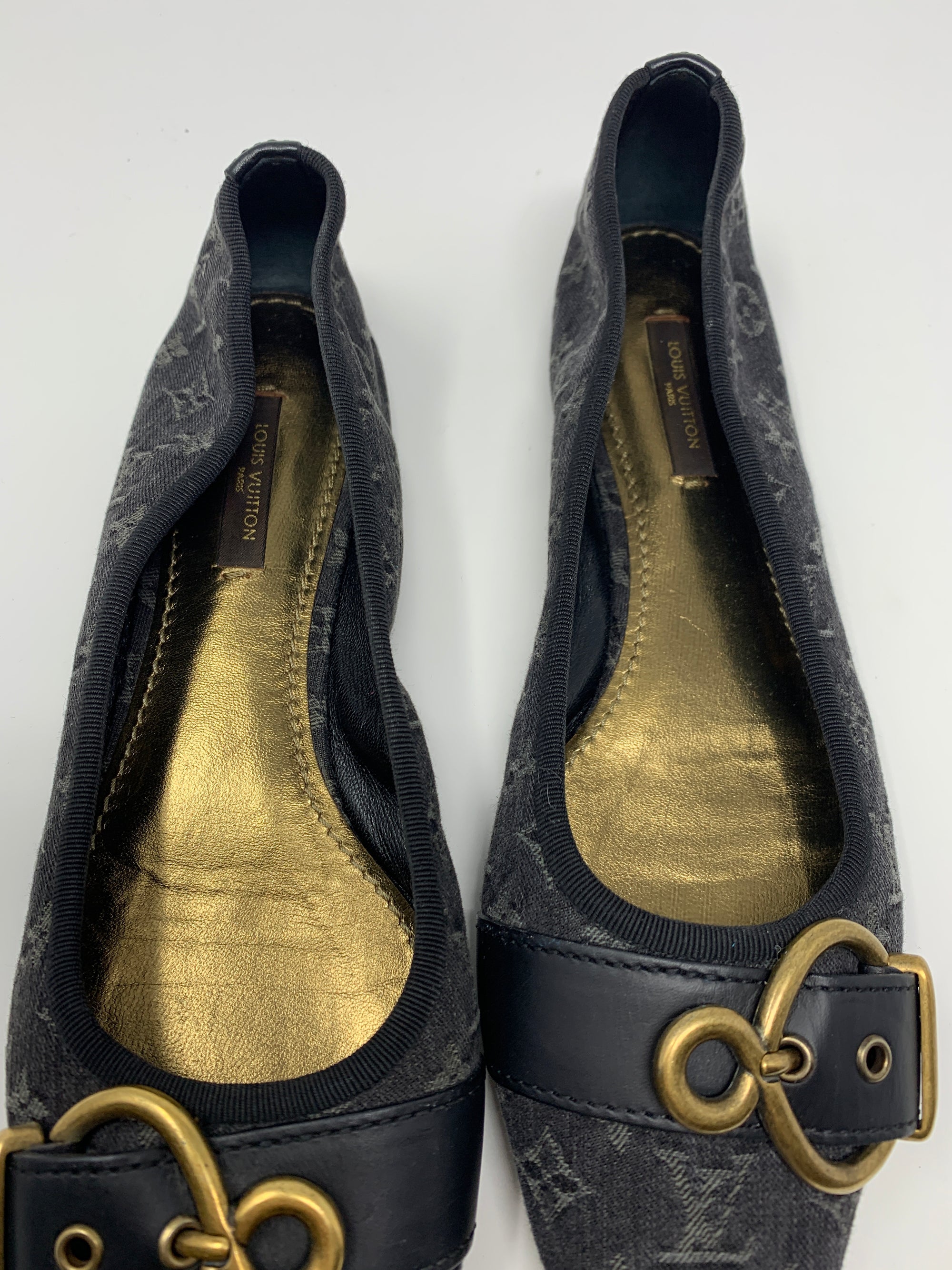 Louis Vuitton Black Denim Flats!-New Neu Glamour | Preloved Designer Jewelry, Shoes &amp; Handbags.