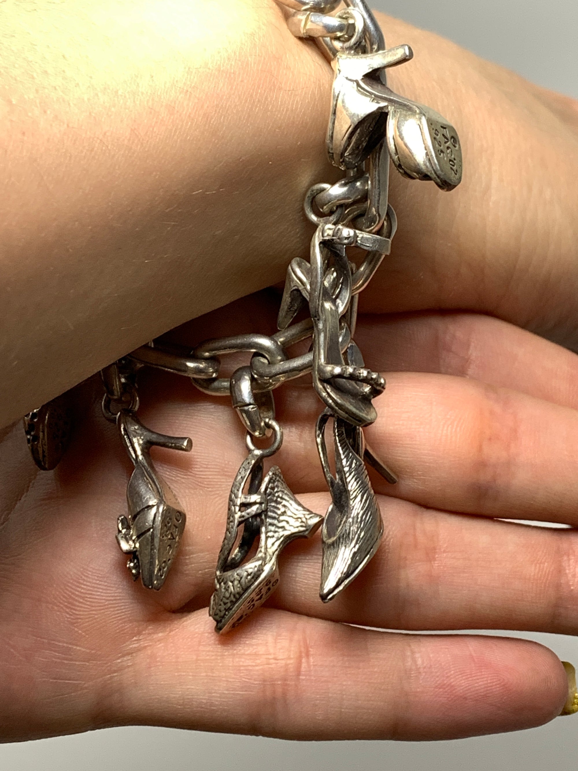 Sterling Silver Shoe Charm Bracelet!-New Neu Glamour | Preloved Designer Jewelry, Shoes &amp; Handbags.